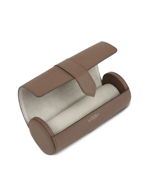Smythson Brown Panama Leather Watch Roll