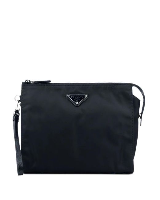 Pochette À Logo Triangle Prada pour homme en coloris Blue