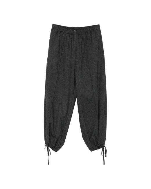 Alysi Gray Drawstring-Cuff Straight-Leg Trousers