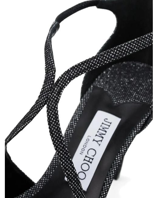 Jimmy Choo Black 95Mm Azia Crystal-Embellished Sandals