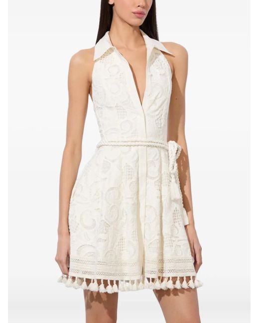 Alice + Olivia White Lucy Minikleid aus Hemd