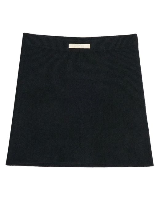 Apparis Black Logo-patch Knit Mini Skirt