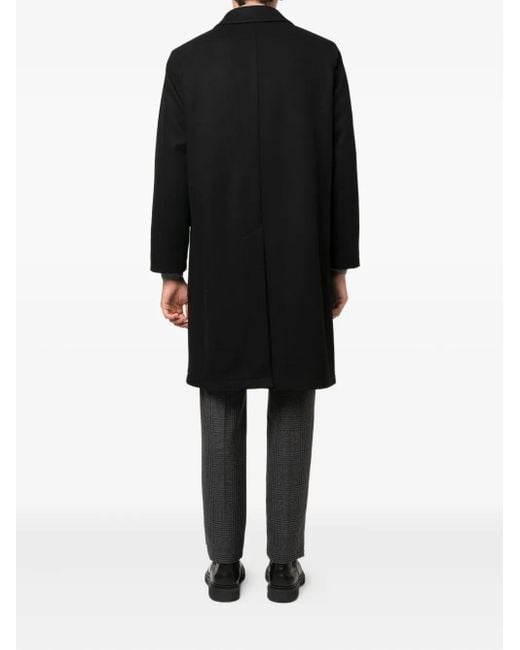 Tagliatore Black Loyds Buttoned Coat for men