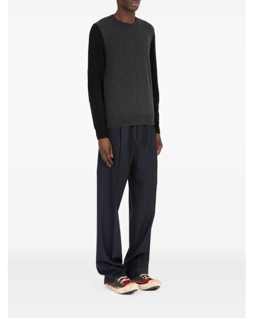 Maison Margiela Black Contrast-Panel Wool Sweater for men