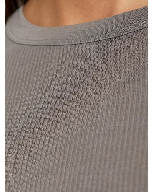 Rick Owens Gray Ribbed-Knit Long-Sleeve T-Shirt