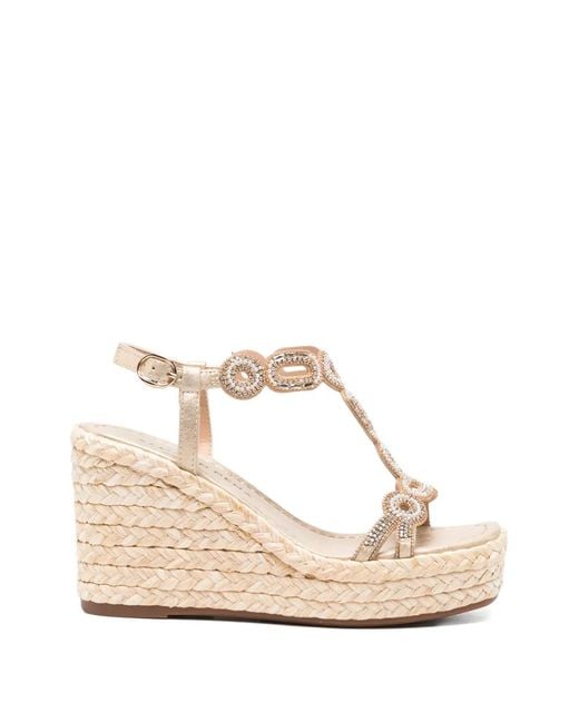 Alma En Pena. Natural Crystal-Embellished Wedge Sandals