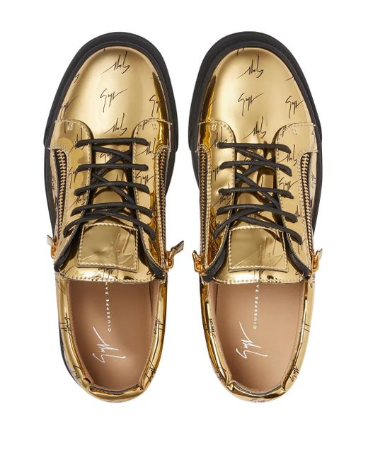 Giuseppe Zanotti Brown Frankie Logo Metallic Sneakers for men