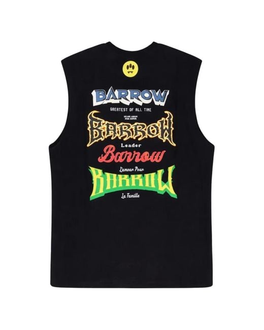 Barrow Black Graphic Sleeveless T-Shirt