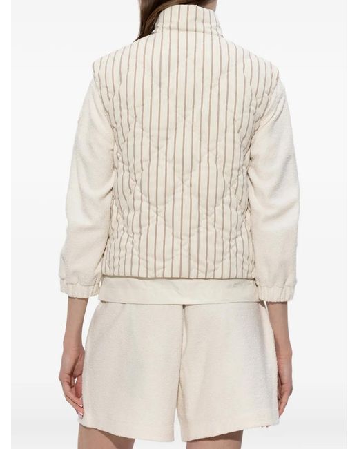 Moncler White Aussa Pinstriped Quilted Gilet