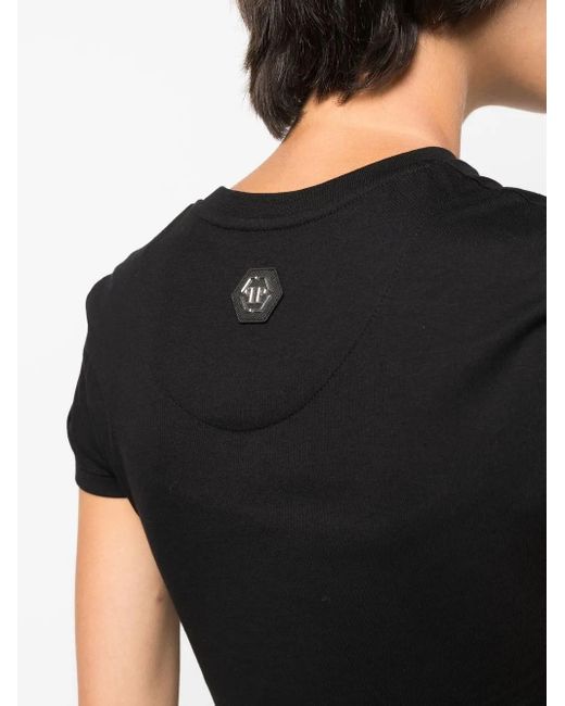 Philipp Plein Black Crystal-Embellished Logo Cotton T-Shirt