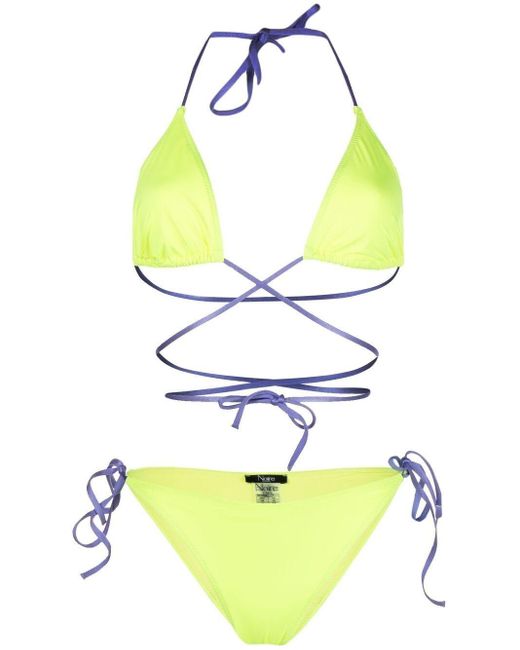 Noire Swimwear Tanning Wraparound Bikini In Yellow Lyst Australia