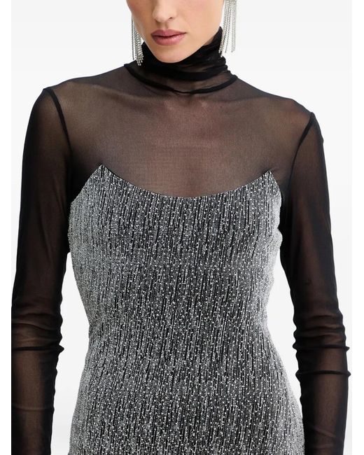 SIMONA CORSELLINI Gray Long-Sleeve Panelled Mini Dress