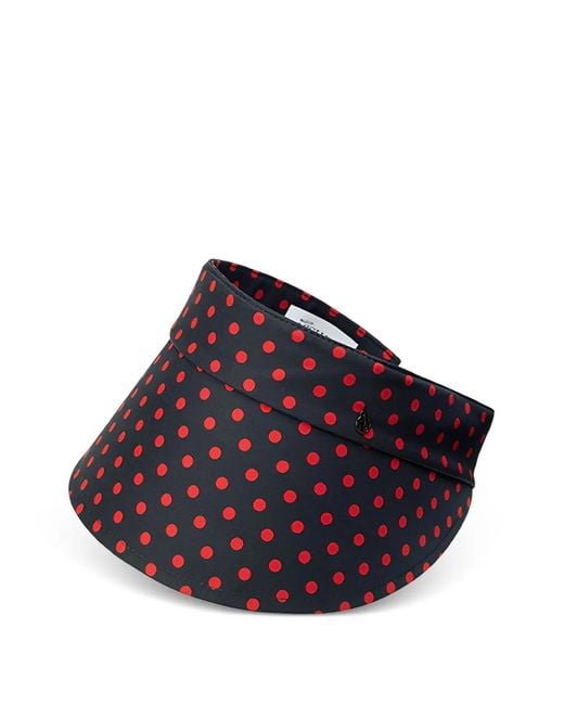 Maison Michel Blue Patty Polka-Dot Visor Hat