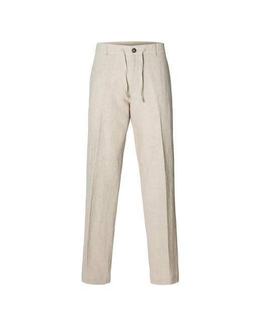 SELECTED Natural Drawstring Trousers for men
