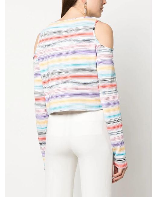 Missoni White Stripe-Print Knitted Top