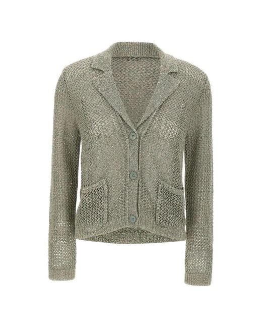 Kangra Green Openwork Sequin Cardigan