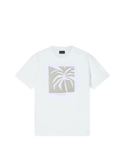 ARMANI EXCHANGE White Palm-Print T-Shirt