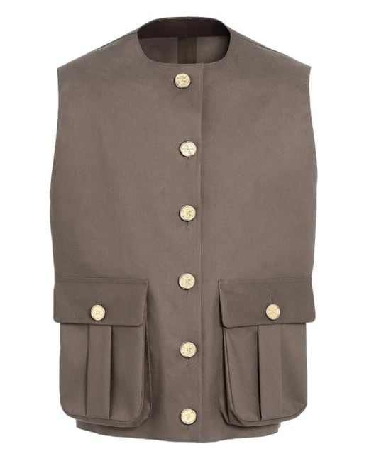 Barrie Brown Button-Fastening Sleeveless Jacket