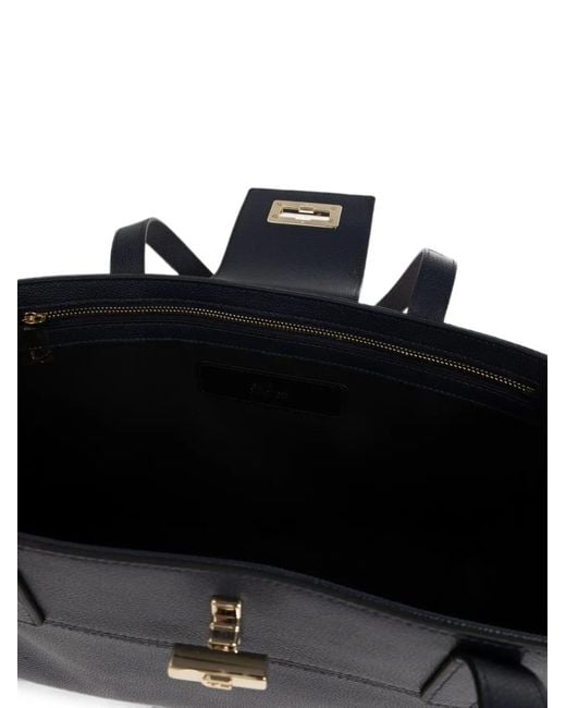 Furla Blue Large Amelia Leather Shoulder Bag