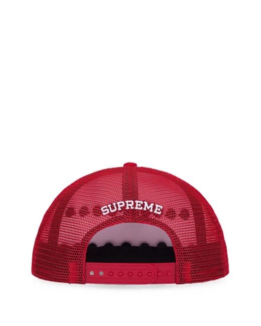 Supreme Red Pin-Embellished Five-Panel Cap for men