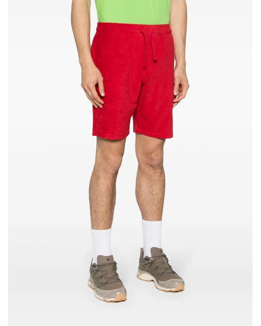 Vilebrequin Red Logo-Patch Towelling Shorts for men