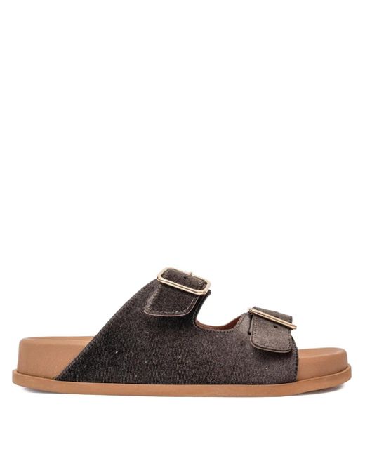 SOMMET Brown Follonicas Tortoras Sandalen mit Doppelschnalle