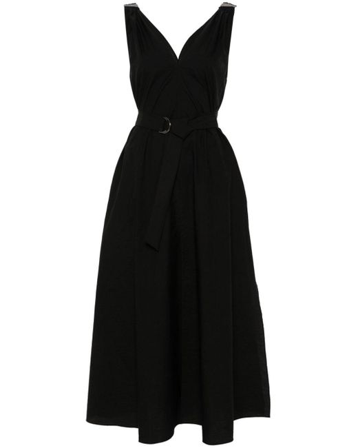 Brunello Cucinelli Black Belted Sleeveless Dress