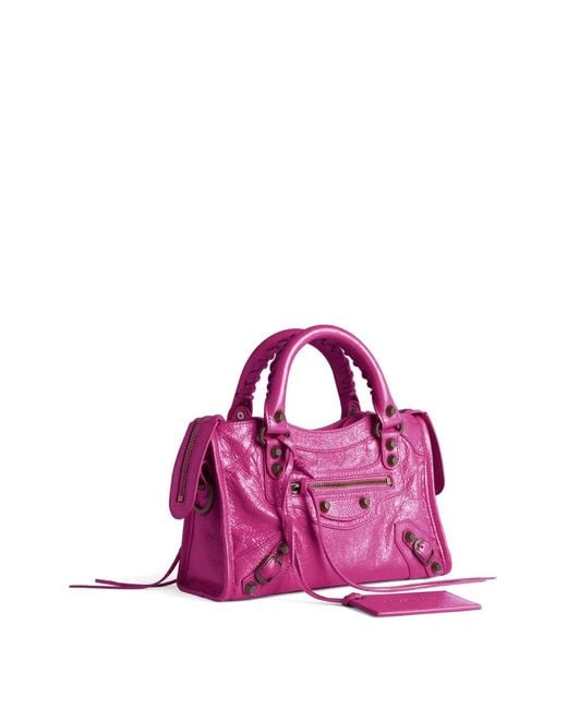 Balenciaga Pink Mini Le City Studded Shoulder Bag