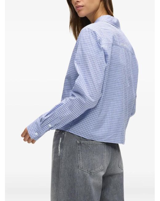 Karl Lagerfeld Blue Ikon Checked Blouse