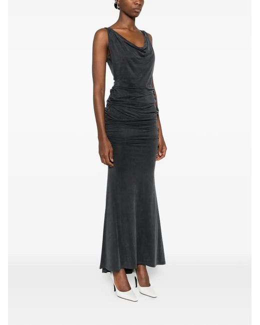 Vivienne Westwood Black Liz Cowl-Neck Gathered Maxi Dress