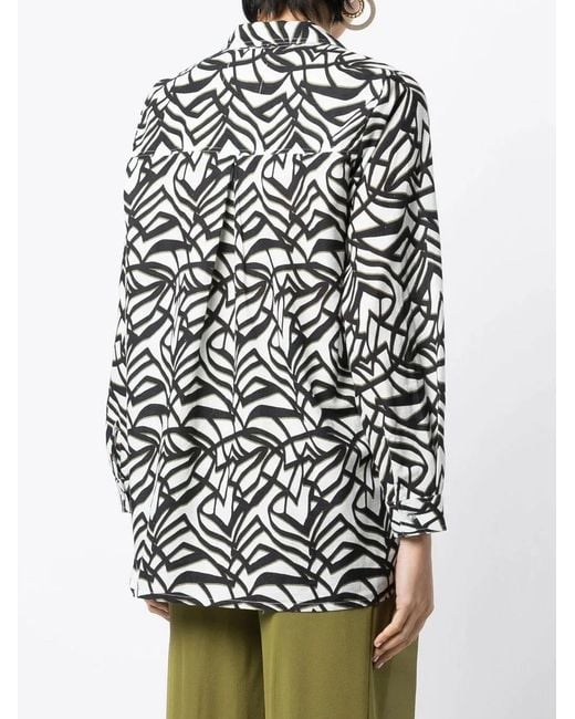 Bambah Black Geometric-Print Pocket Shirt