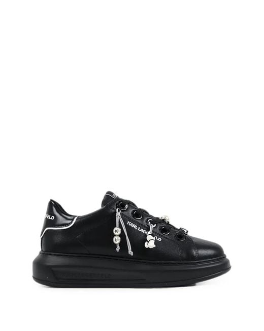 Karl Lagerfeld Black Faux-Pearl Embellished Sneakers