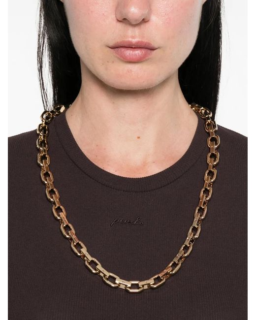 Pinko Brown Pull Crop À Détail De Chaîne