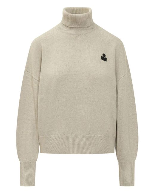 Isabel Marant Natural Rollkragenpullover mit Logo-Stickerei