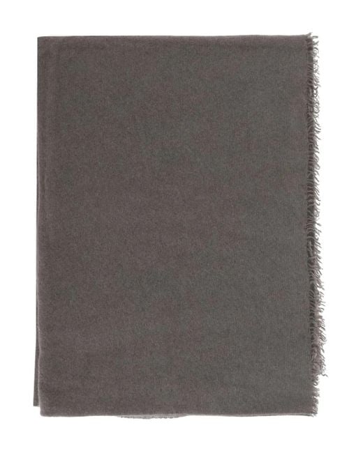 Faliero Sarti Gray Fringed Scarf for men