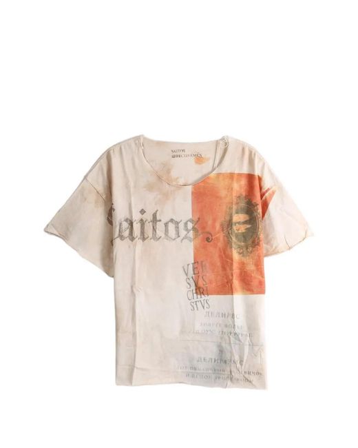 SAITOS White 783 Anchor Graphic-Print Distressed-Effect T-Shirt for men