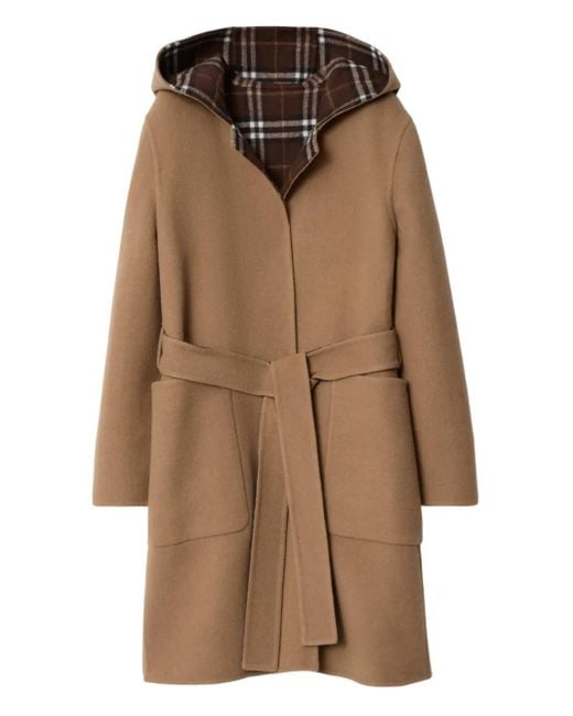 Burberry Brown Hooded Belted Coat
