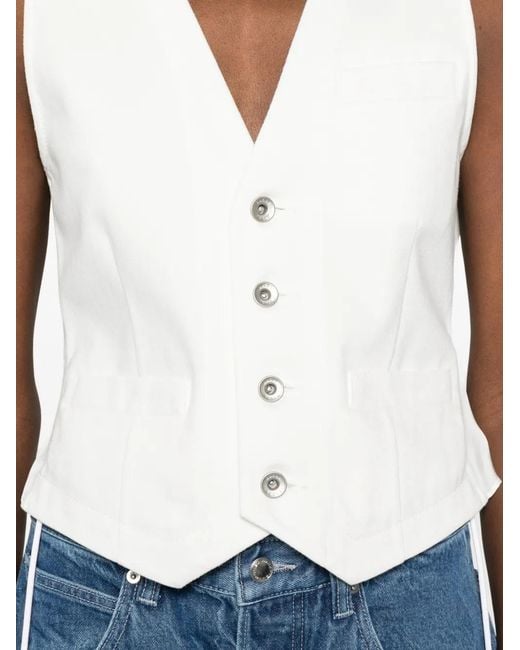 Sacai White Buttoned Drawstring Waistcoat