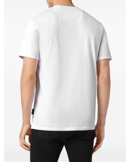 Philipp Plein White Rainbow Stripe Cotton T-shirt for men