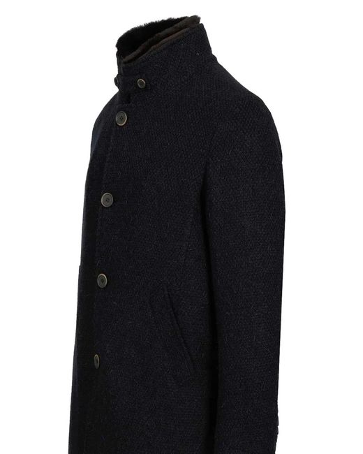 Al Duca D'aosta Black Single-Breasted Coat for men