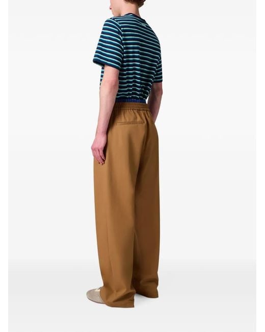 MSGM White Layered-Waistband Straight-Leg Trousers for men