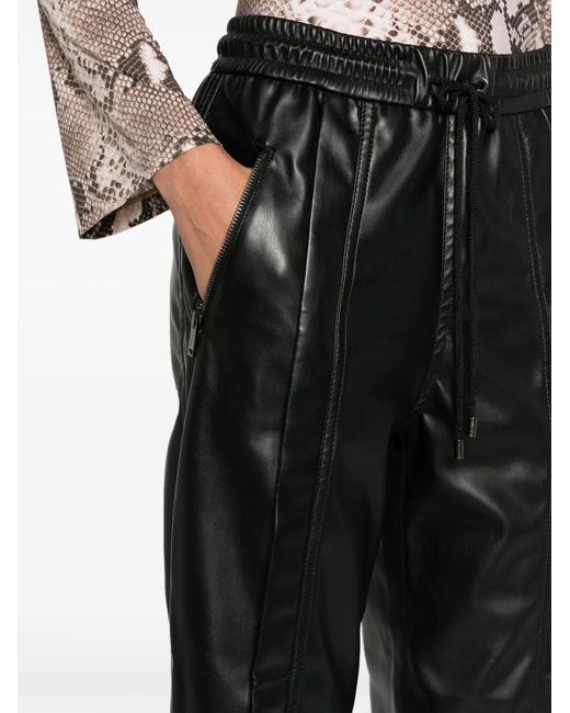 Iceberg Black Faux-Leather Straight-Leg Trousers
