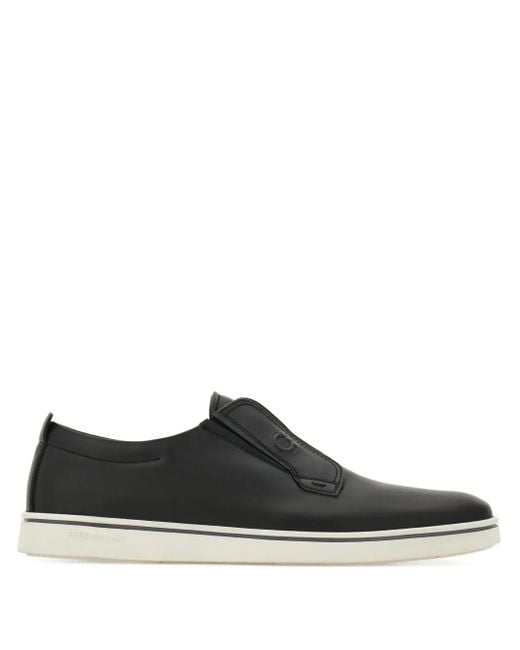 メンズ Ferragamo スリッポン レザースニーカー Black