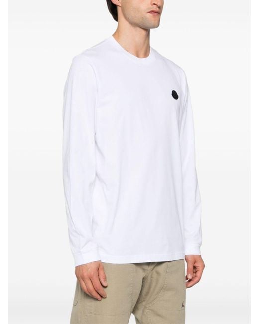 Moncler White Rubberised-Logo T-Shirt for men