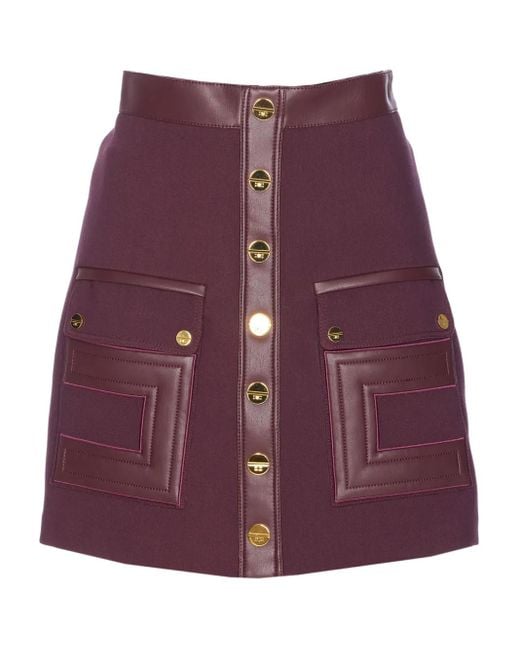 Elisabetta Franchi Purple Button-Down Mini Skirt