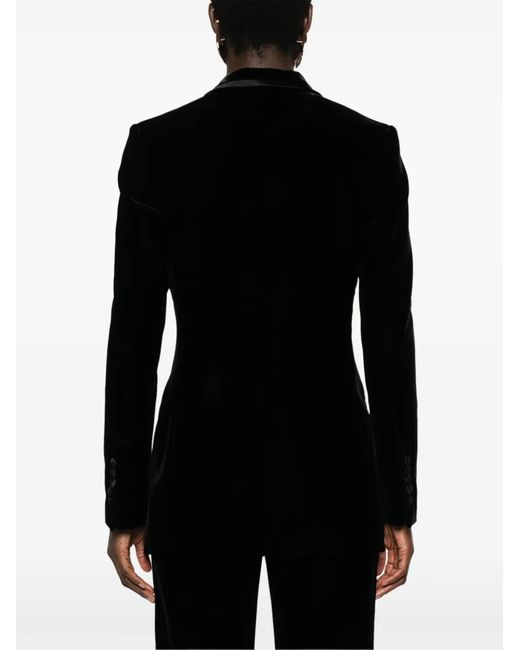 Tom Ford Black Single-breasted Velvet Blazer
