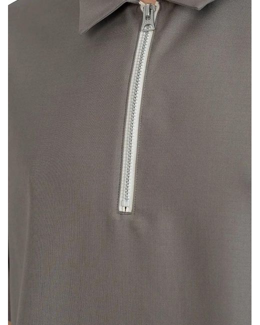 Sacai Gray Zip-Front Polo Shirt for men