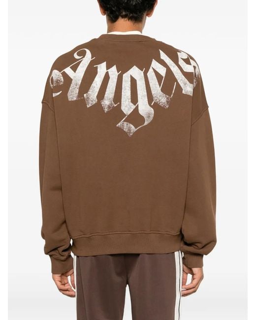 Palm Angels Brown Big Neck Logo Printed Sweatshirt for men