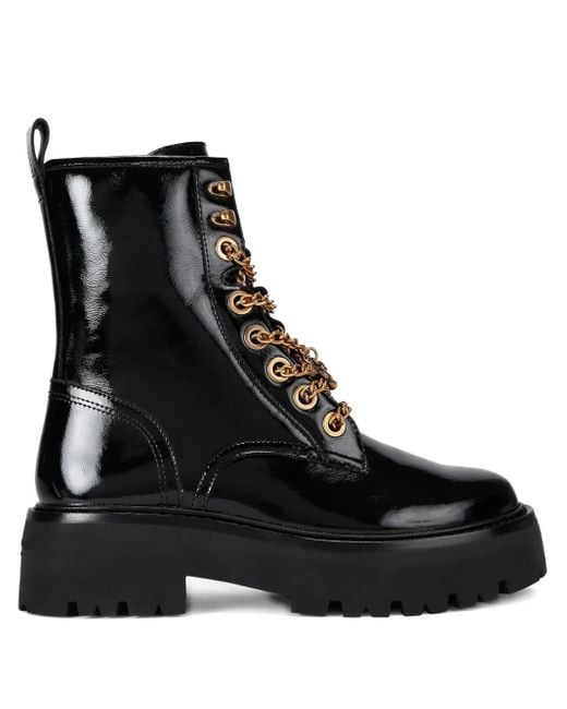 Kurt Geiger Matilda Charm Patent Leather Boots Black