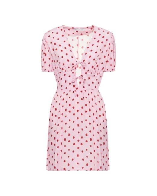 Mar De Margaritas Pink Atena Floral-Print Tie-Front Mini Dress